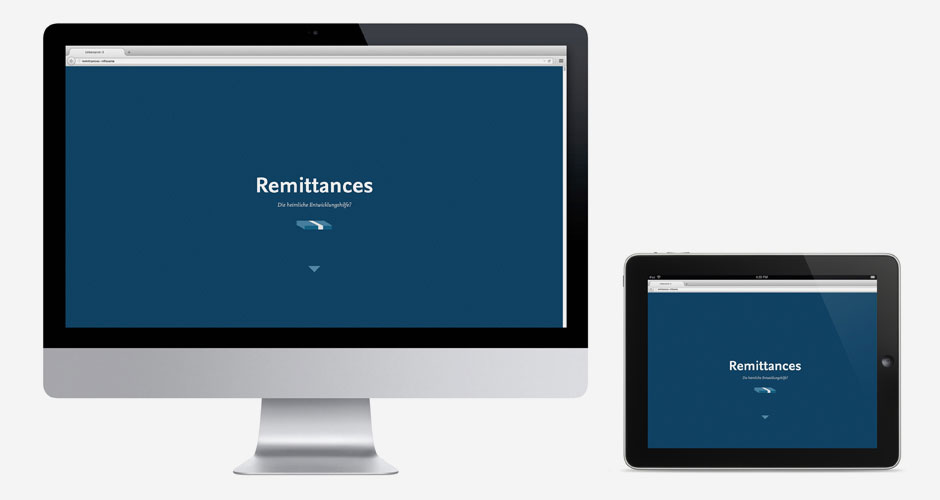 Remittances Website auf Desktop + Tablet